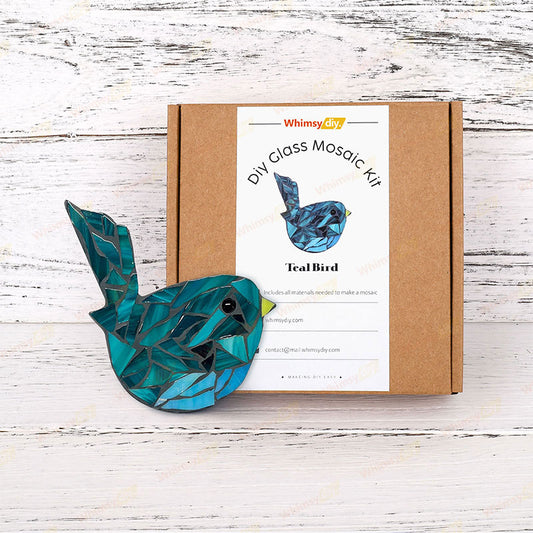 Teal Bird Glass Mosaic Kit